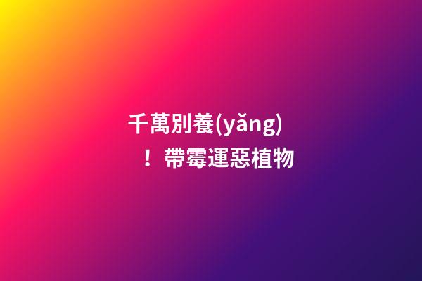 千萬別養(yǎng)！帶霉運惡植物